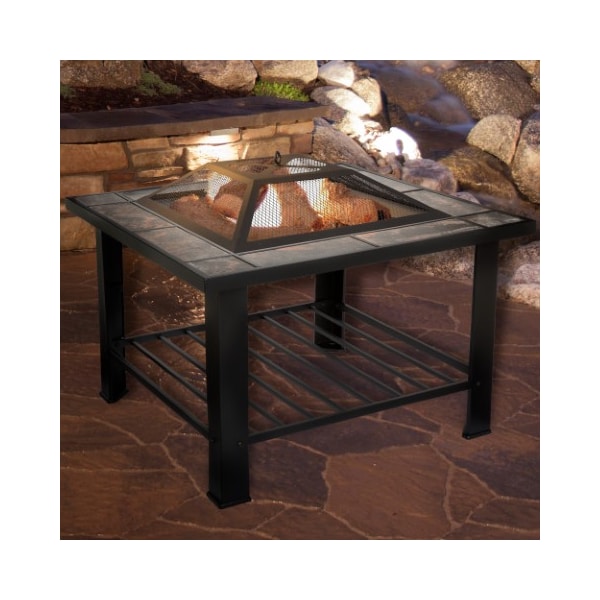 Nature Spring Nature Spring 30 inch Fire Pit, Outdoor Steel Patio Square Bowl with Cover, Marble Tile Design 482418MRA - main
